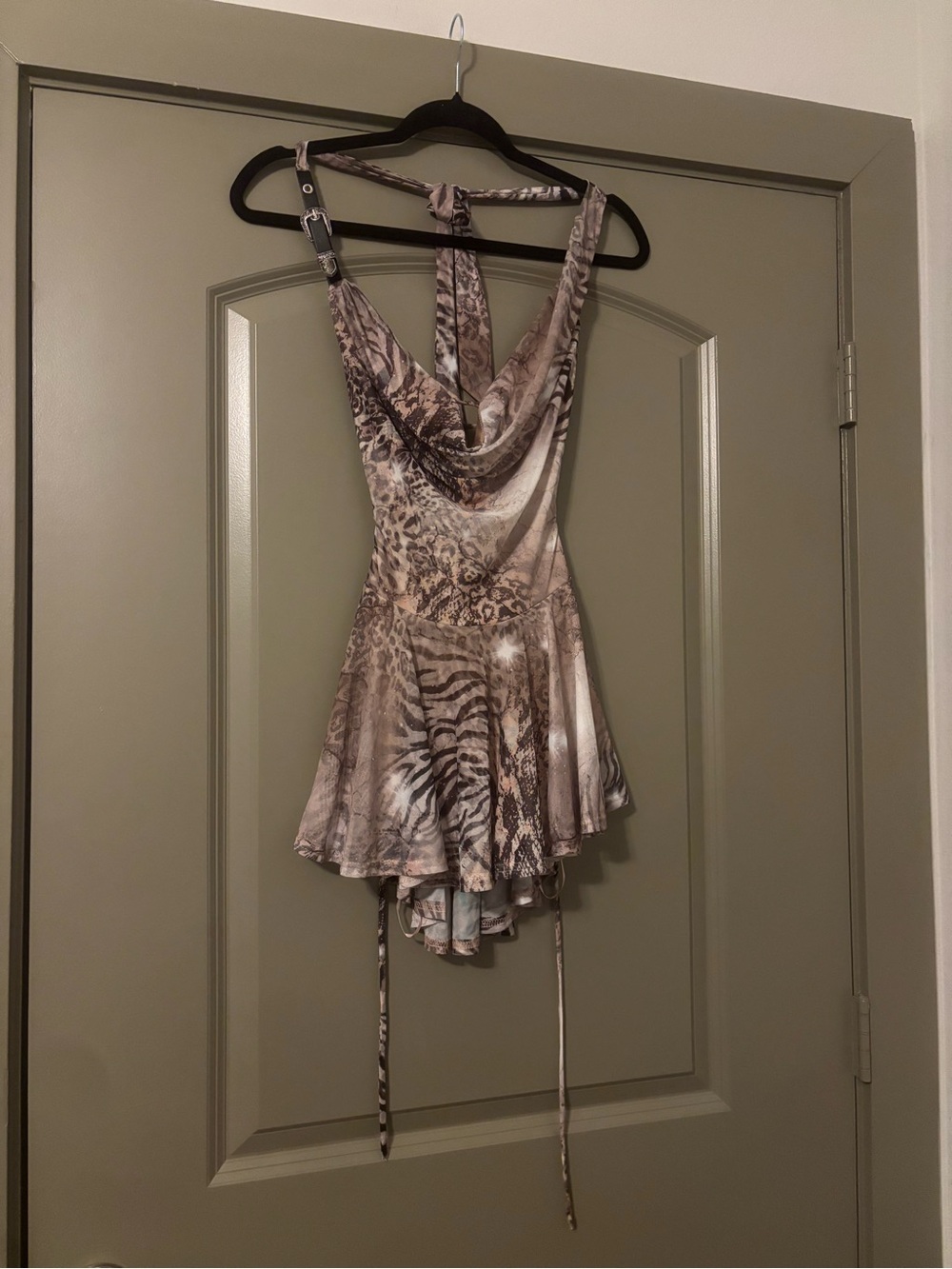Windsor Taupe Animal-Print Mini Dress